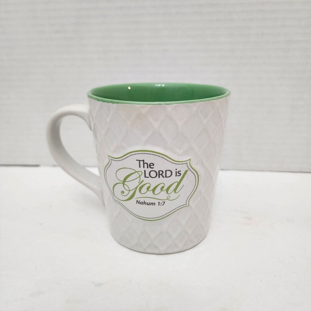 Textured Lighthouse Christian Coffee  Mug The Lord Is Good Nahum 1:7 Scripture
